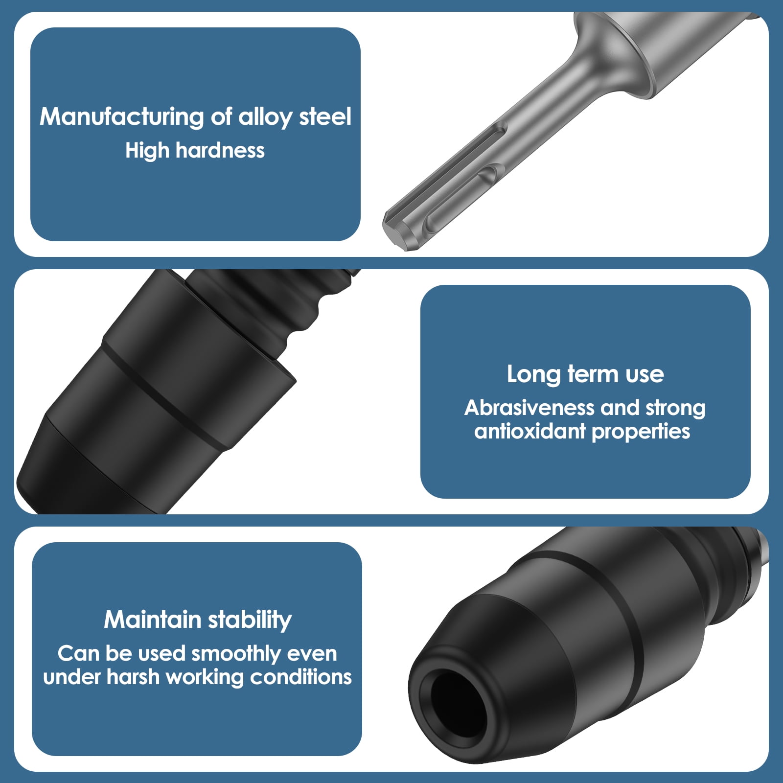 SDS Plus to SDS Max Adapter Alloy Steel Rotary Hammer Drill Chuck Adapter Multipurpose Drill Quick Change Converter for Building Construction Road Maintenance