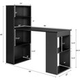 thumbnail image 3 of HYJY Black Computer Desk w/Bookshelf, Modern Home Office Desk w/Storage Shelves & CPU Stand, Space-Saving Design, Compact Corner Computer Workstation for Small Spaces, 3 of 17