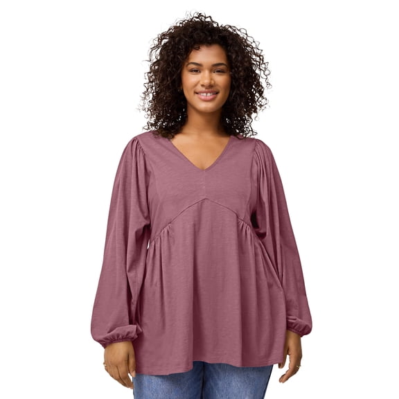 Ellos Plus Size V-Neck Tunic With Diagonal Empire Seam