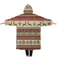 thumbnail image 2 of Oversized Wearable Blanket Hoodie,Red and Brown Christmas Pattern Sherpa Blanket Hoodie with Super Pockets,Super Warm Fuzzy Pullover for Women & Men, 2 of 6
