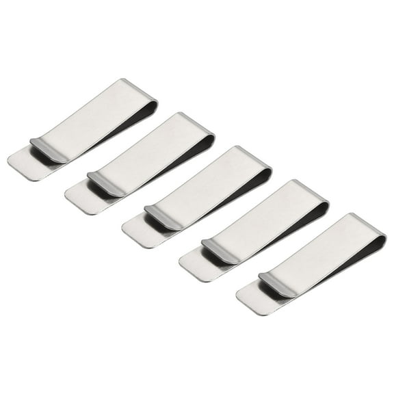 Uxcell 52mm Stainless Steel Slim Wallet Clip Holder Clamp, Silver 5 Pack