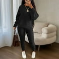 thumbnail image 2 of dGslk Women’s Two Piece Knit Sweater Set Long Sleeve Pullover Top and High Waist Pants Casual Lounge Outfits for Fall Winter Black 2XL, 2 of 2