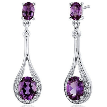 Oravo Glamorous 5.00 Carats Alexandrite Oval Cut Dangle Diamond CZ Earrings in Sterling Silver