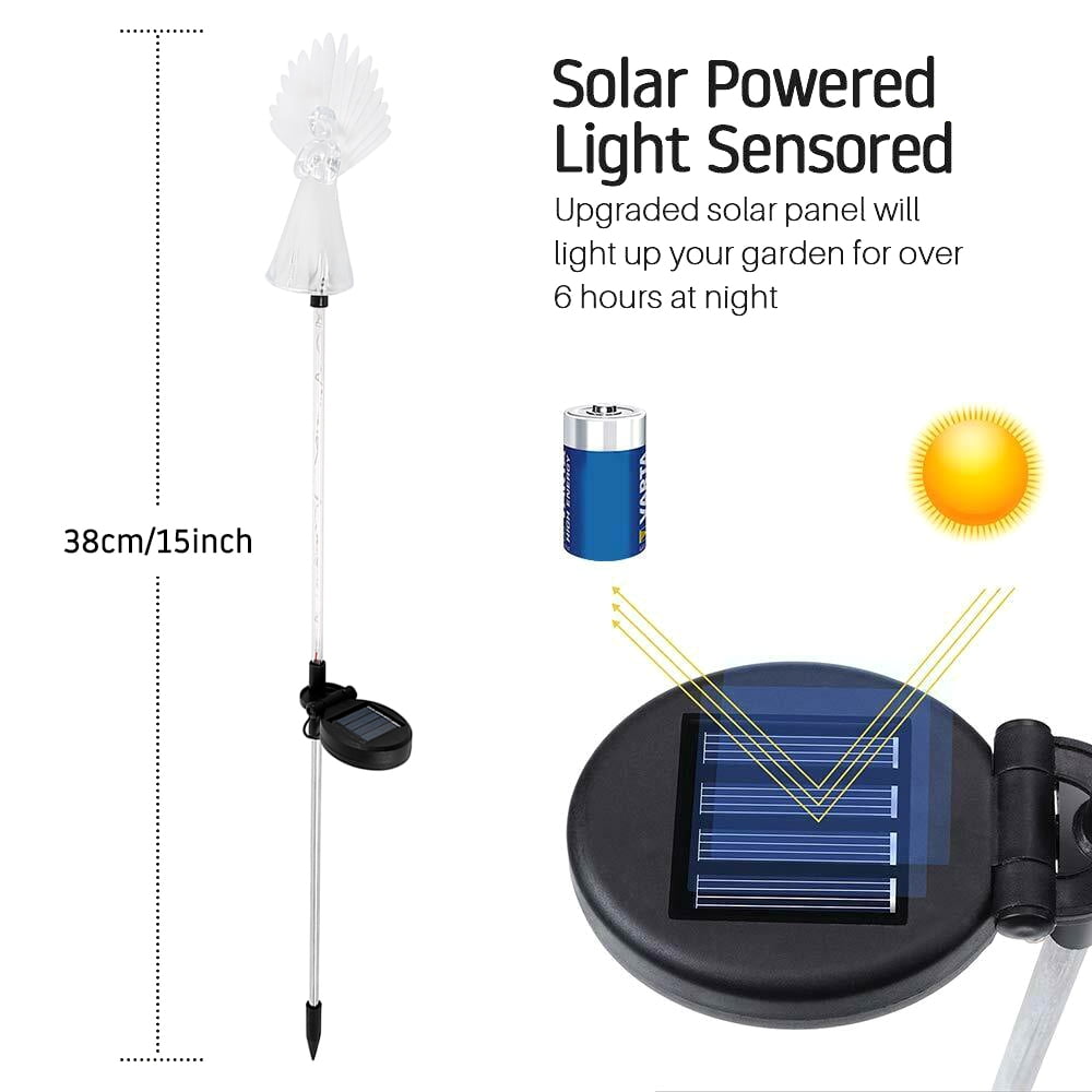 1//2 pack Solar Power angel Stake Lights Outdoor Garden Path Luminous Lamps wings
