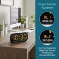 thumbnail image 3 of REGALWOVEN Dimmable LED Alarm Clock - 5-Level Brightness, Dual Alarms, Snooze Function, Fits Bedside Table White Housing and Yellow Light 5.1"L x 1.4"W x 2.4"H, 3 of 7