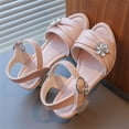 thumbnail image 6 of hoksml Girls Low Heel Sandals with Rhinestone Flower Toddler Little Kid Dress Sandals, 6 of 8