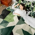 thumbnail image 4 of Manfei Vintage Green Square Twin Bedding Sets 7-Piece, Chic Triangle Geometric Bedding Comforter Set, Abstract Ombre Reversible Sheet Sets, Ultra Soft Home Decor, 4 of 7
