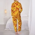 thumbnail image 3 of Pajama Sets for Women 2 Pcs, Cute Delicious Pizza Button Down Long Sleeve Sleepwear Lounge PJ Sets, 3 of 6