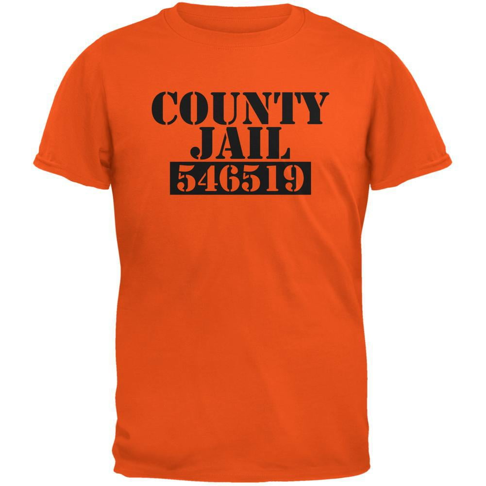 Old Glory - Halloween County Jail Inmate Costume Orange Adult T-Shirt - Med...