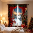 thumbnail image 6 of ZENVIVE 2 Panels Christmas Window Curtains, Semi-transparent Fabric Curtains with Xmas Tree & Snowmen Patterns, Living Room Bedroom Farmhouse Bathroom Home Decor, 59x23.6 In, 6 of 6