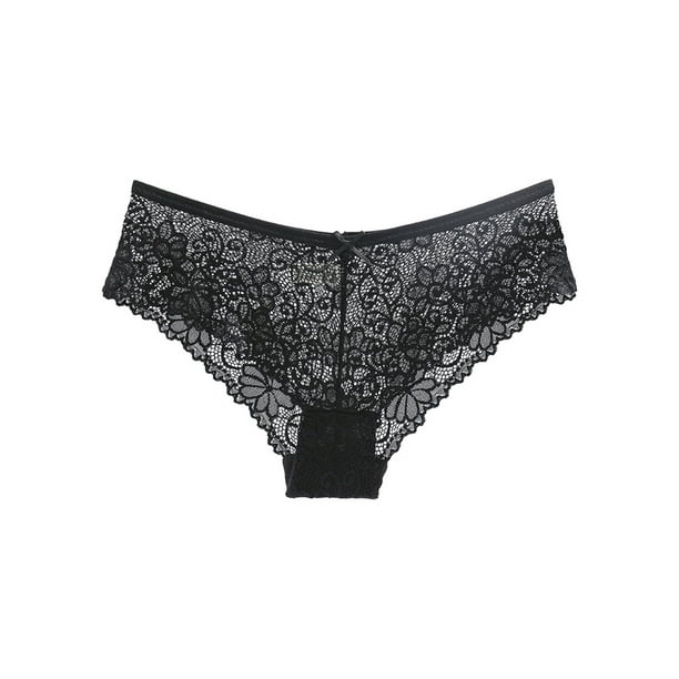Bellella Ladies Briefs Stretchy Panties Seamless Thongs Mesh Bow Design  Lingerie Gift Underwear Black 2XL