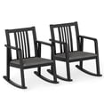 thumbnail image 2 of Costway 2 PCS Rocking Chair with Cushioned Seat, Slatted Back & Curved Armrests for Bedroom Black + Gray, 2 of 10