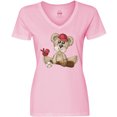 thumbnail image 3 of Inktastic Baseball Teddy Bear Women's V-Neck T-Shirt, 3 of 5