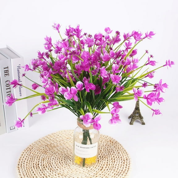 TETOU 4Pcs Artificial Flowers Outdoor UV Resistant Fake Orchid Flowers for Home Garden Window Box Porch Decor(P)