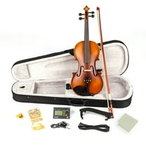 Glarry 4/4 Full Size Matte Violin Solidwood Fitted Starter Kit for Adults Student with Case Shoulder Rest Strings, Electronic Tuner Bow and More