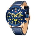 thumbnail image 3 of Watch Men Waterproof Black Leather Strap Luxury Sports Wristwatch Quartz, 3 of 6