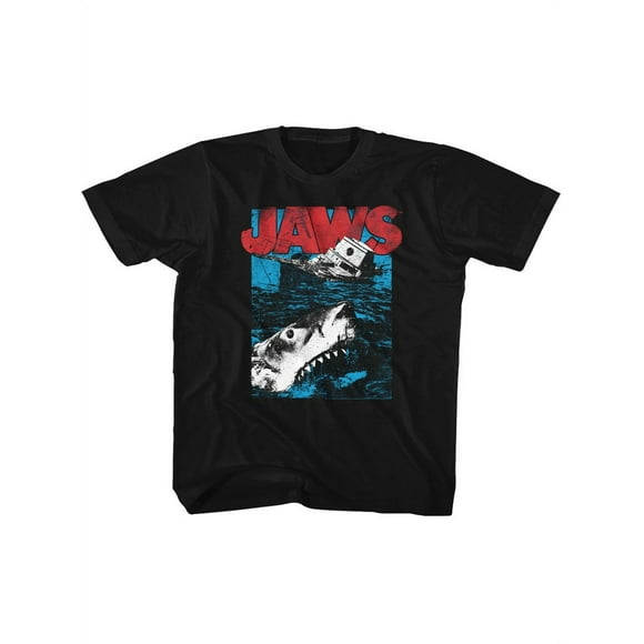 Jaws 1975 Drama Mystery Film Movie Great White Black Youth T-Shirt Tee