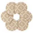 thumbnail image 7 of Yayeee 6 PCS Drink Coasters with Holder Set Woven Absorbent Round Tabletop Hot Pad, Light Brown Pattern, 7 of 7
