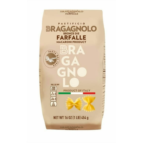 Pastificio Bragagnolo, Farfalle 831 Bronze-Drawn, 100% Italian Pasta, Made with Durum Wheat Semolina Flour, Non GMO (1 Pound Bag) - Consistently al Dente.