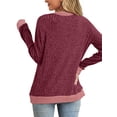 thumbnail image 4 of MOSHU Color Block Sweaters for Women Crewneck Long Sleeves Fashion Tops Pullover Fall Lightweight Women Sweaters, 4 of 11