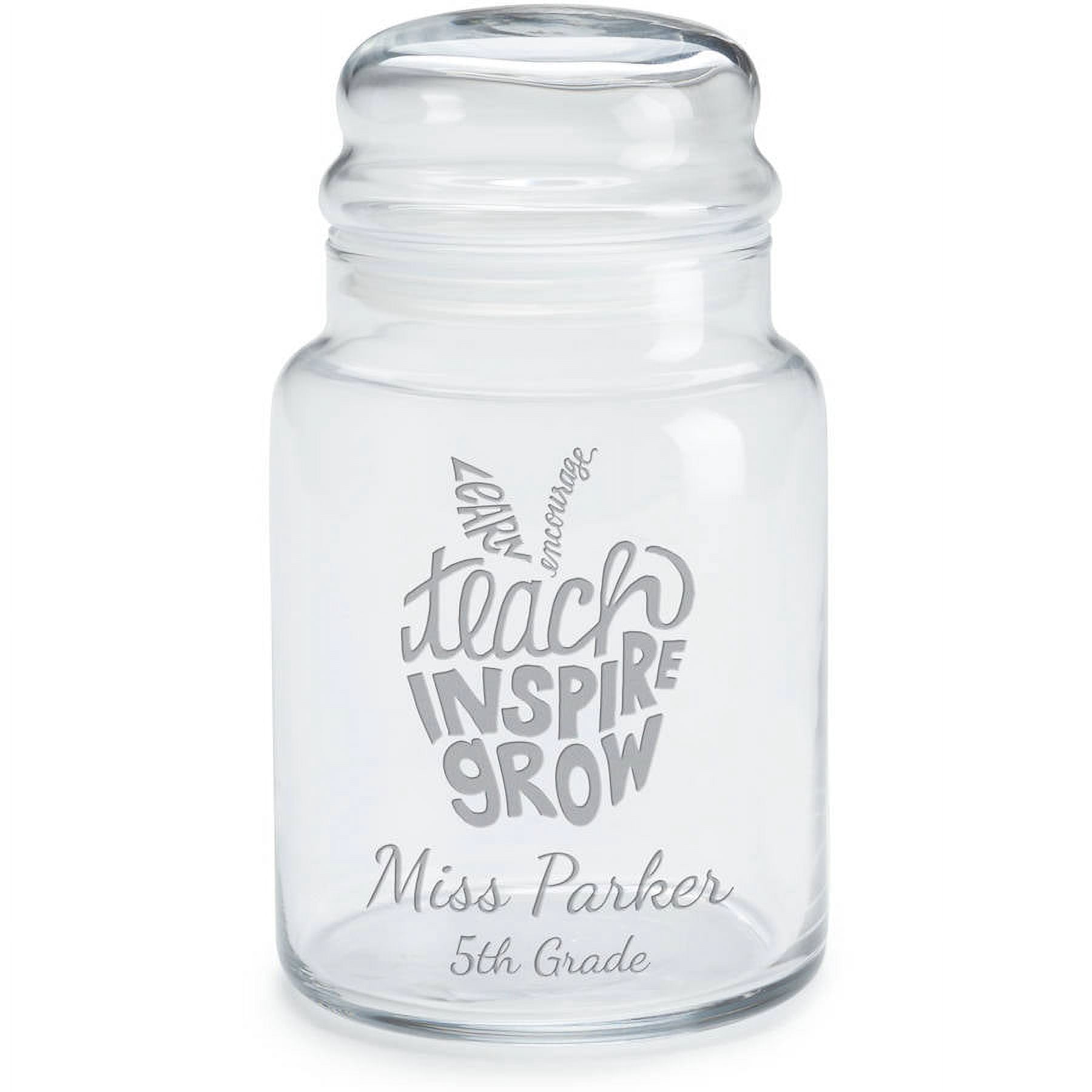 Personalized Teach, Inspire, Grow Glass Treat Jar