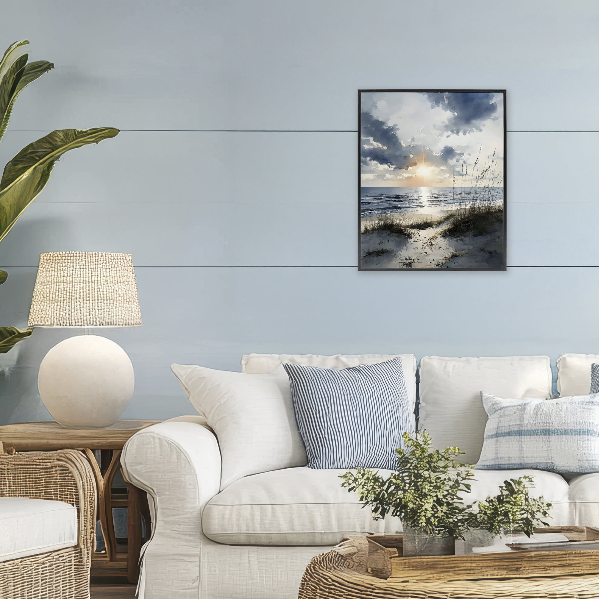 Stupell Industries Ocean Sunrise over Sandy Dunes Black Framed Giclee Art, design by Franklyn Gregory