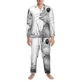 thumbnail image 3 of Balery Cute Cat Meadow Sketch Pijama para Hombre de Dos Piezas con Manga Larga, Conjunto de Dormir y Descanso Suave con Bolsillos-X-Large, 3 of 7