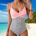thumbnail image 2 of Women's One Piece Swimsuits Tummy Control Front Cross Bathing Suits V Neck Slimming Tie Back Swimwear Pink XL, 2 of 6