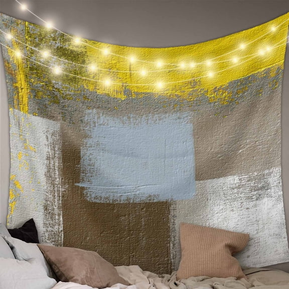 Yellow Brown Tapestry for Bedroom Wall Hanging Tapestry, Abstract Blue White Vintage Oil Painting Ceiling Backdrop Tapestries Poster Blanket Wall Decor for Teens Room Living Room Dorm 55" x 73"