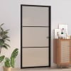 vidaXL Black Matt Glass Aluminum Interior Door Single Door 40.4x79.3 Inch 1.4 Inch Thickness