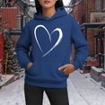 thumbnail image 2 of Hoodies for Women Valentine's DayValentines Day Women Hoodies Heart Print Long Sleeve Pullover Soft Sweatshirt Outerwear,Navy, 2 of 4