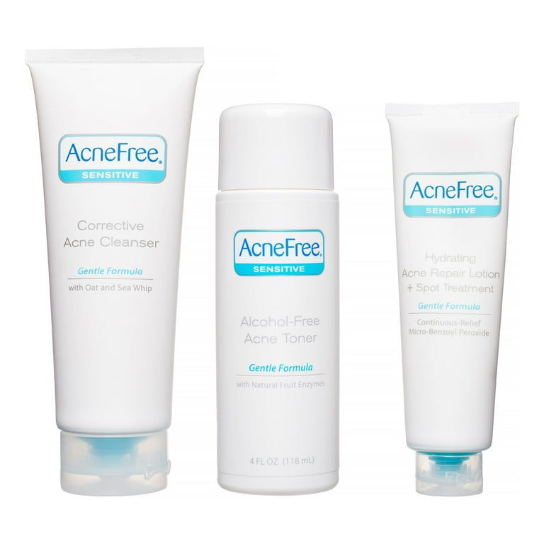 AcneFree Sensitive Skin 24 HR Acne Clearing System, 3 Piece Set