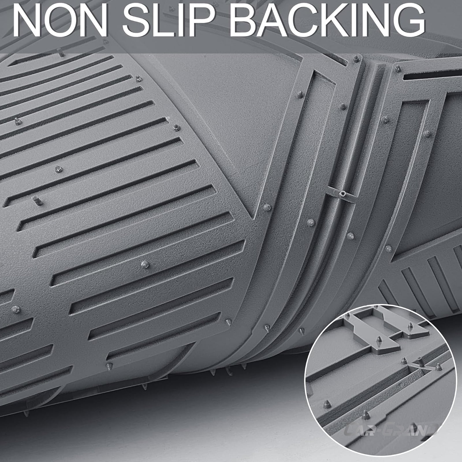 CAR GRAND Heavy duty rubble car floor mats full set deep dish water proof anti slip all weather truck mats universal fit trim-to-fit trimmable all gray
