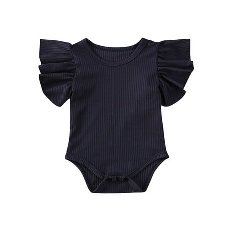 

Infant Baby Girls Boys Ruffle Romper T-Shirt Tops Bodysuit One-Piece Solid Jumpsuit Summer Clothes