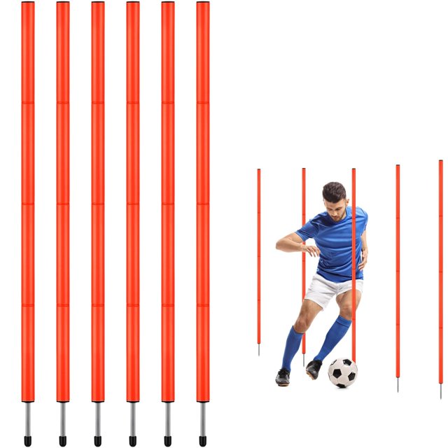 Bastones de entrenamiento de agilidad para fútbol TOBWOLF de 6 pies ajustables, 6 unidades