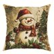 thumbnail image 3 of Funda de almohada con decoración navideña de estilo retro, diseño de cervatillo, muñeco de nieve, Papá Noel y niña pequeña, adecuada para fundas de cojín de sofá para el hogar, 3 of 5