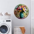 thumbnail image 7 of ZXCXRQFa Spring Colorful Flowers Round Wall Clock Daisy Silent Non Ticking Wooden Wall Clocks Battery Operated for Home Office School Decor,10 Inch, 7 of 7