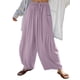 thumbnail image 3 of Pantalones Palazzo Harem Informales Holgados con Cordón para Mujer, para Verano, Playa, Viajes, Vacaciones, con Bolsillos. Púrpura Lavanda XL, 3 of 6