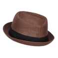 thumbnail image 2 of Big Size Solid Upbrim Pork Pie Fedora - Brown 2XL-3XL, 2 of 5