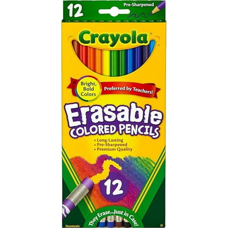 Crayola Short Erasable Colored Pencils, 12 Ea, 2 Pack