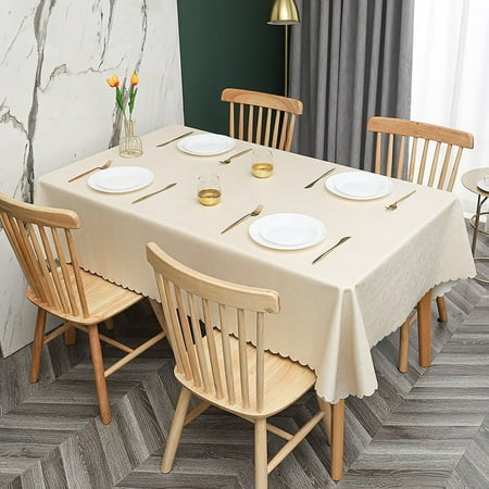

Nanbowan PVC Thickening Texture Table Cloth Rectangle Waterproof Oil Proof Rectangle Plastic Party Tablecloth Heavy Duty Stainproof Table Cover Nebula Beige-78.7*86.6in