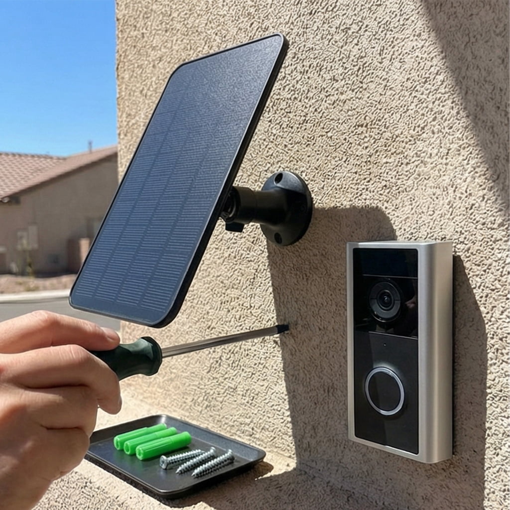 6W 5V Solar Panel for Doorbell Camera with USB and 5M Cable Outdoor