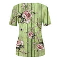 thumbnail image 4 of Green Women's Short Sleeve T-shirt, Women'S Summer Round Neck Retro Flower Print Irregular Hem Loose Casual Top XXL, 4 of 5
