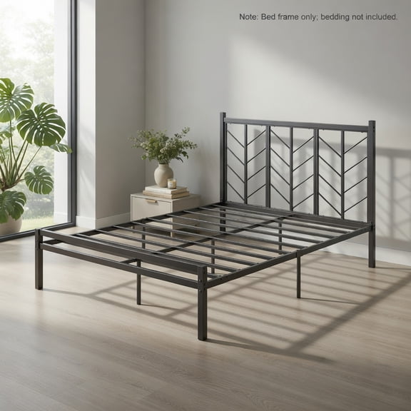 Topcobe Queen Size Platform Bed with Headboard and Metal Frame, Modern Furniture for Bedroom, Fashion Design-Queen Size