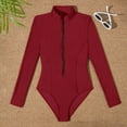 thumbnail image 7 of Womens One Piece Swimsuits Long Sleeve Guard Zip Up Training Swim Shirt Sunsuit Solid Red Women Bathing Suits XL, 7 of 7