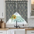thumbnail image 6 of Blue Boho Swag Curtains for Kitchen/Bedroom/Living Room, Vintage Ethnic Tribe Abstract Art Floral Scalloped Curtains 63 Inch Long, Rod Pocket Window Swag Topper Curtains Valances 2 Panels Set 36"x63", 6 of 8