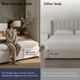 thumbnail image 3 of Aykah Eira Boucle King Bed Frame with Storage, Upholstered Headboard, Metal Bed Frame King Size with Headboard, Hydraulic Storage System, No Box Spring Required (Marshmallow Boucle), 3 of 13