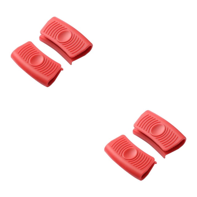 Wosthever 2 Pieces Pot Handle Holder Cover Simple Household Silicone Accessory Color Solid Clip Kitchenware Thickened for Home Using Rojo sin agujero 2Conjunto