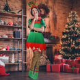 thumbnail image 6 of HIFOT Elf Costume for Women Elf Apron Christmas Headband Elf Shoes and Covers Socks Christmas Aprons Christmas Costumes Elf Accessories Women Xmas Party Role Play, 6 of 7
