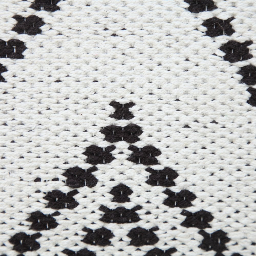 LR Home Ox Bay Hand-Woven White/Black Chevron Cotton Blend Pillow Cover